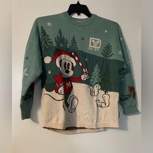 Disney Spirit Jersey Sweater Christmas Mickey Mouse Teal Blue Size XS
